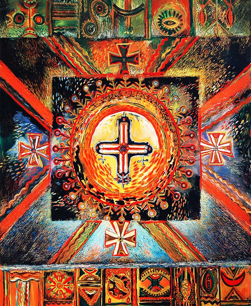 О. Сікора. «Бойківське Різдво». 2007. Скло, туш, олія. м. Дрогобич Львів. обл.